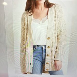 Free People Cream Cardigan Sweater